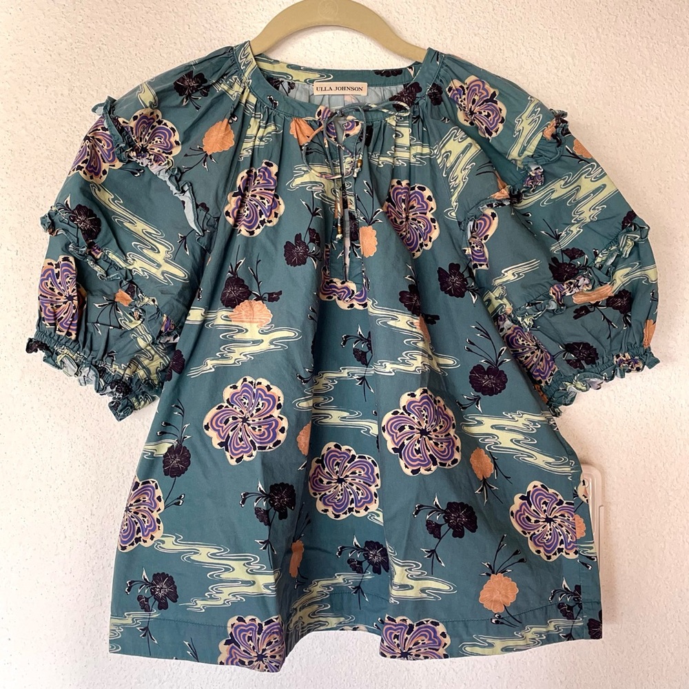 Ulla Johnson puff sleeve floral blouse, size 8